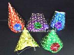 TS20056 5 ASSORTED FOIL PARTY HAT  (1 COL. PRINTED W/SRARS/HASTS/HORNS)
