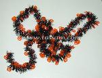 TS38058 3.5" X 9" BLACK TINSEL WITH PUMPKIN FACE  